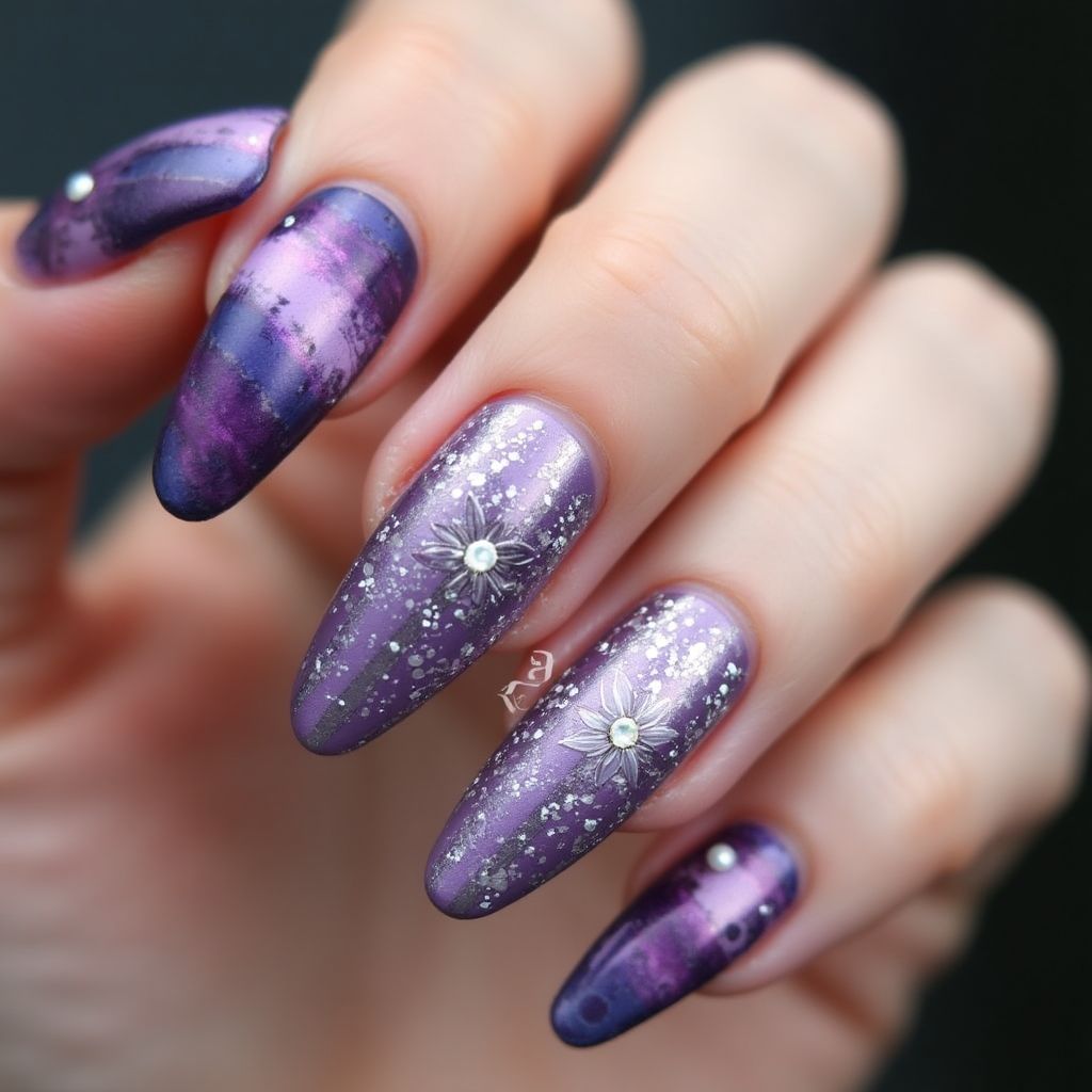 Purple Stiletto Nail Design