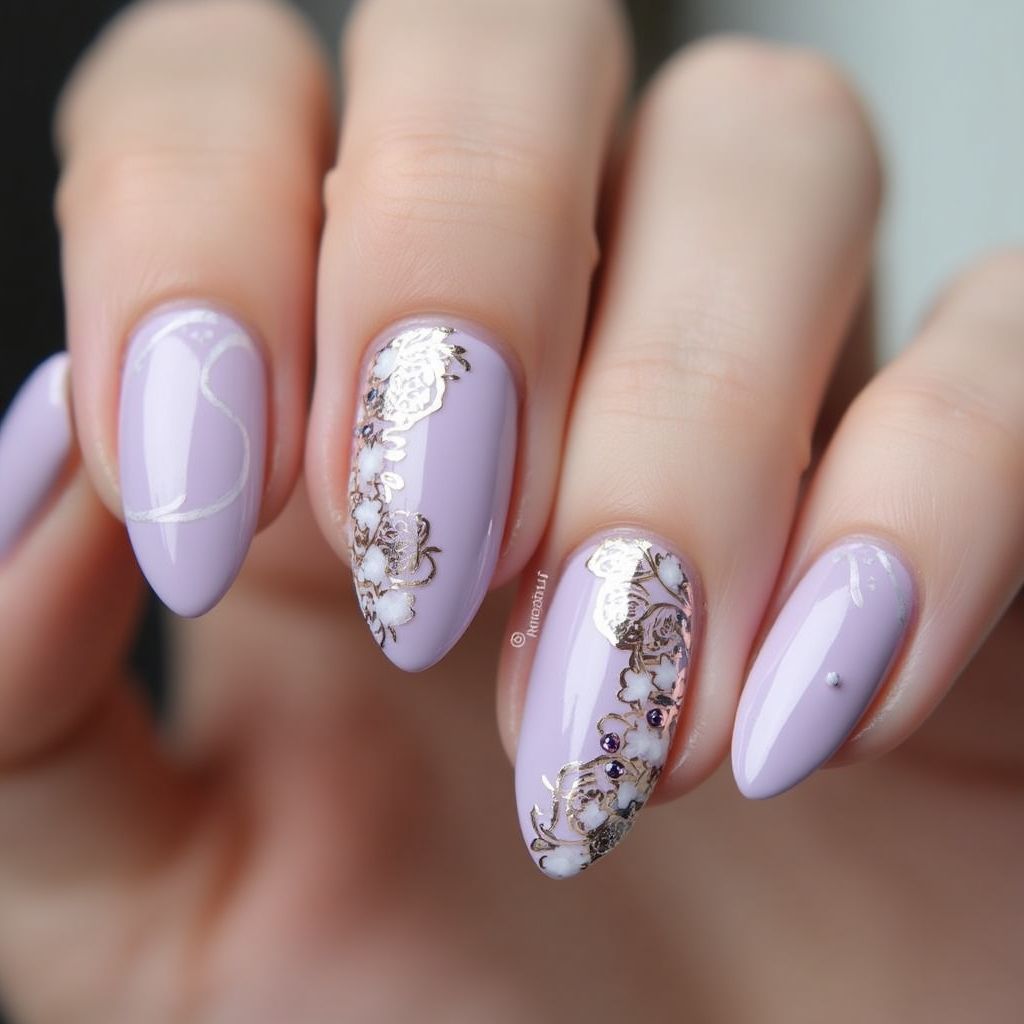 Pastel Purple Almond Nail Design