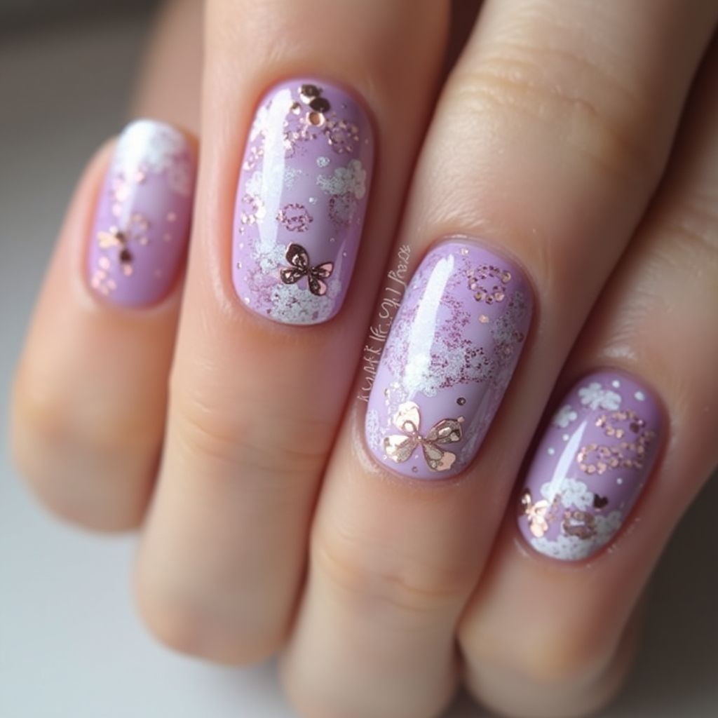 Pastel Purple Round Nail Design