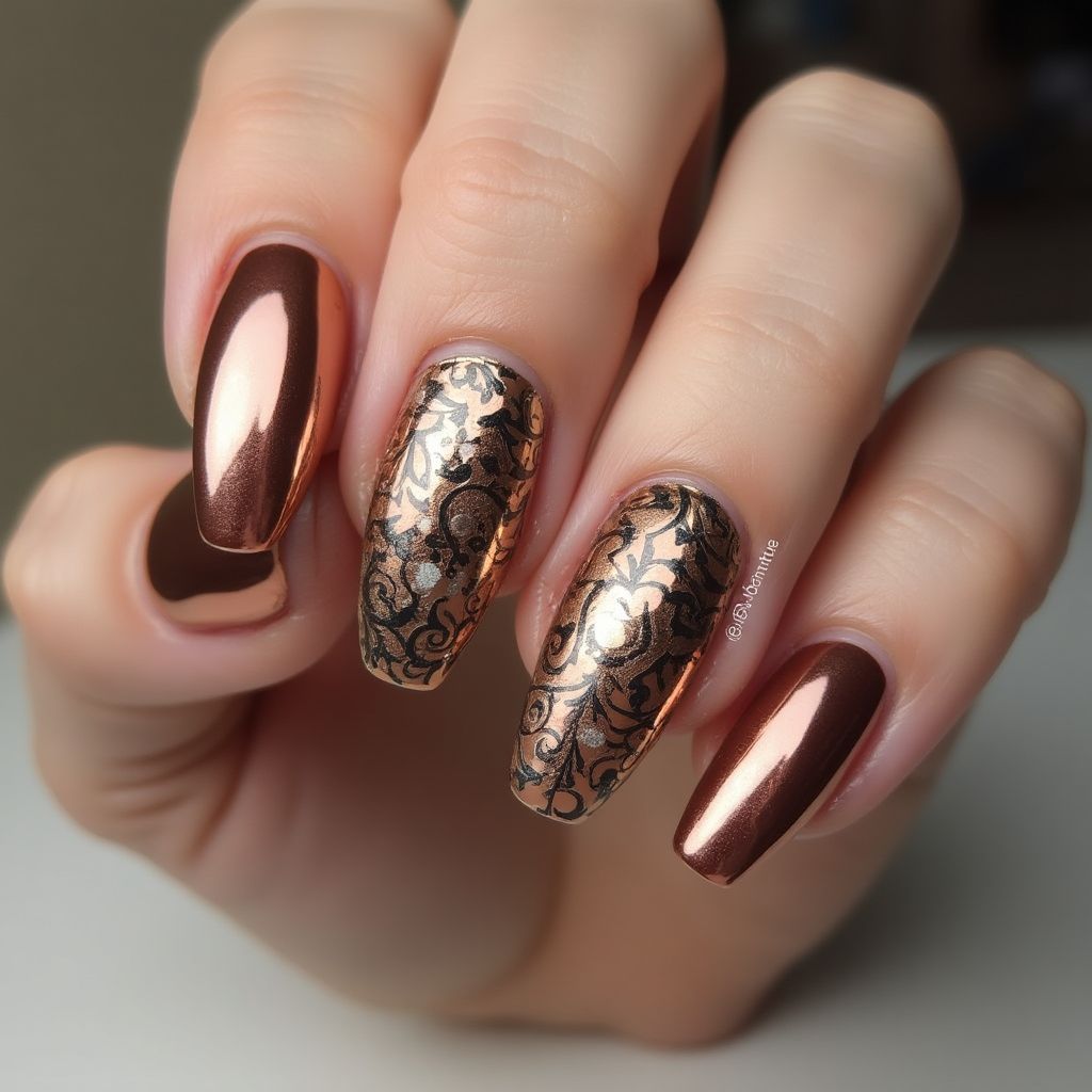 Bronze Coffin Nail Design