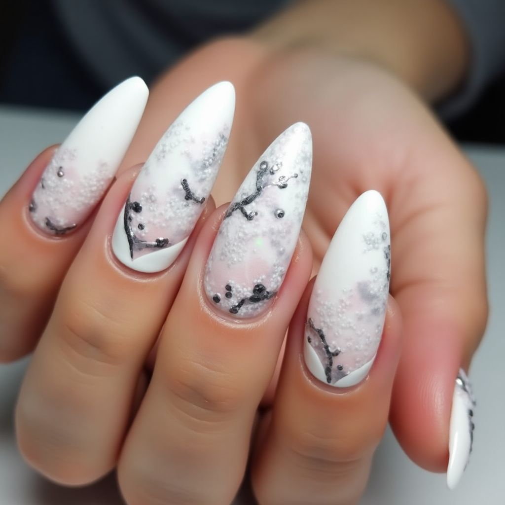 White Stiletto Nail Design