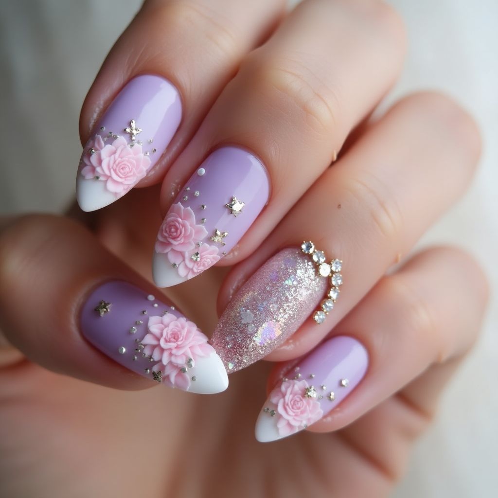 Pastel Purple Almond Nail Design