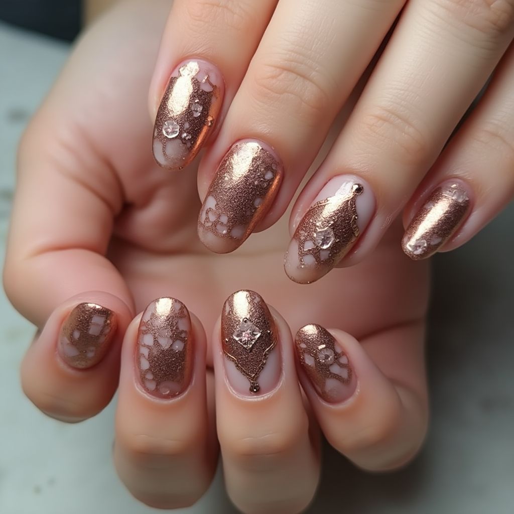 Bronze Round Nail Design