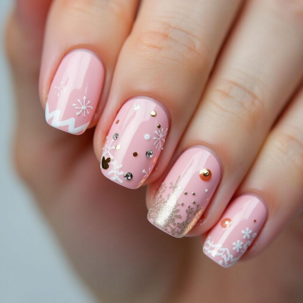 Baby pink Round Nail Design
