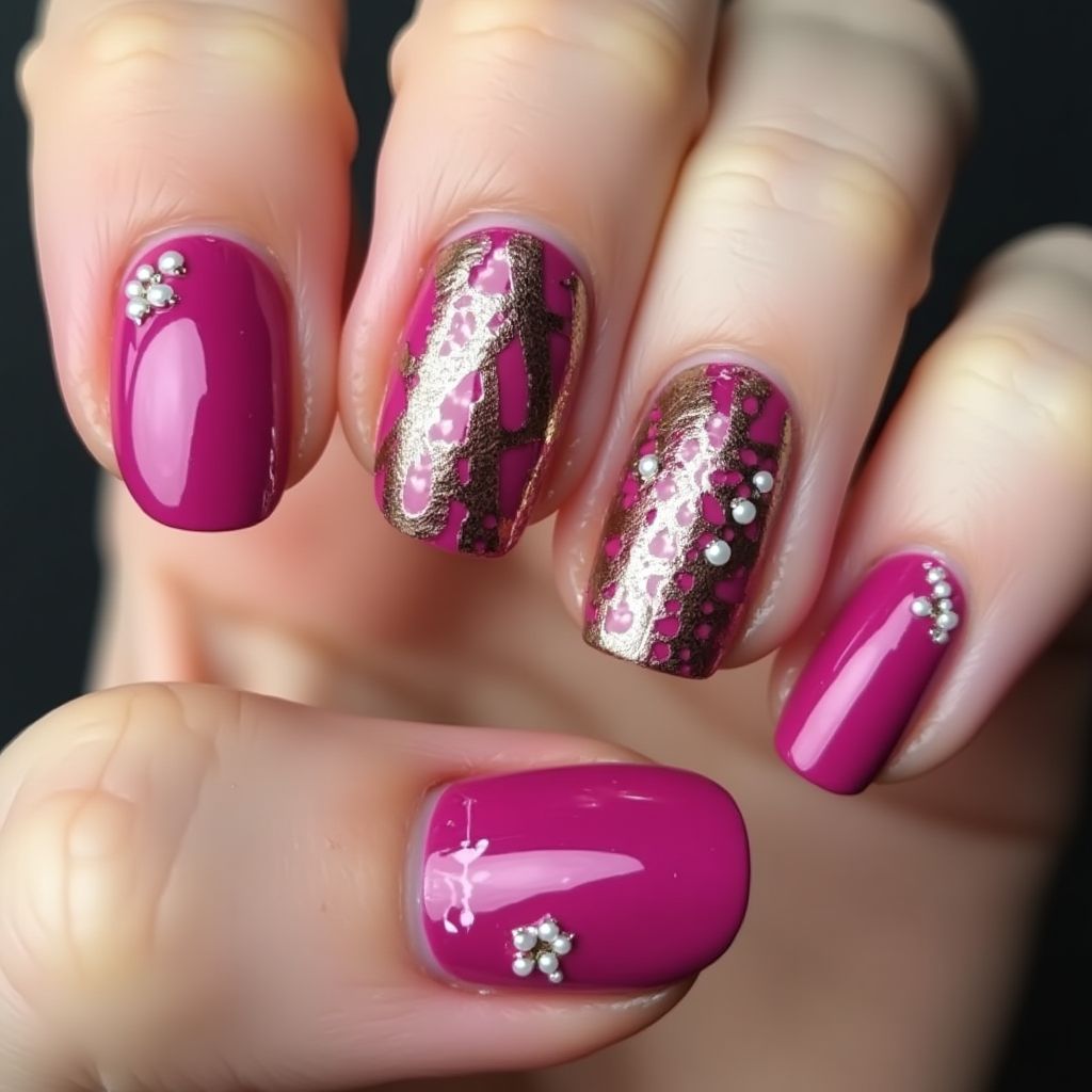 Fuchsia Round Nail Design