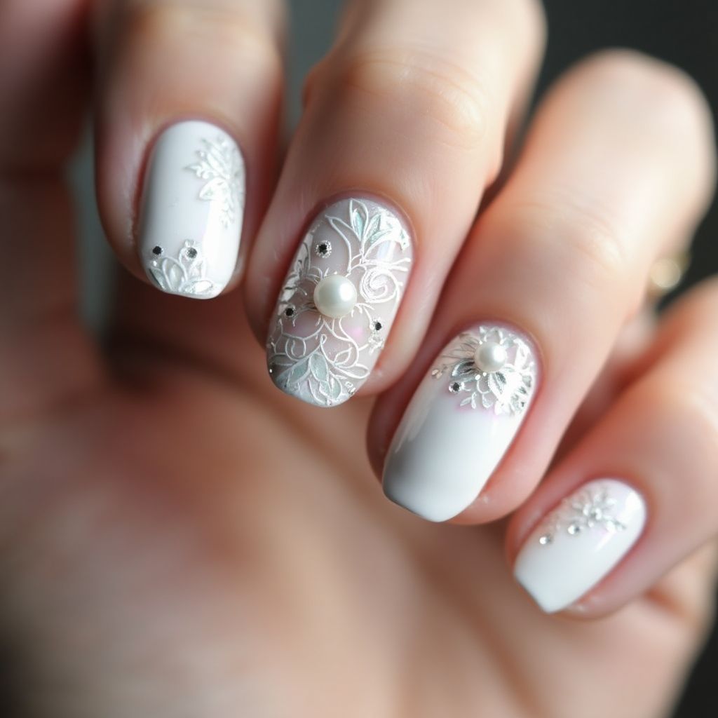 White Almond Nail Design