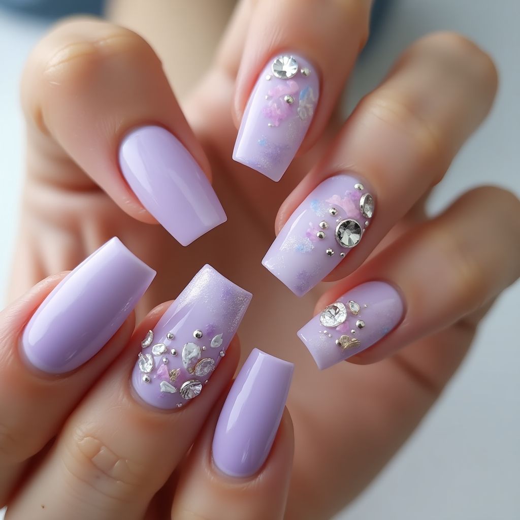Lilac Square Nail Design
