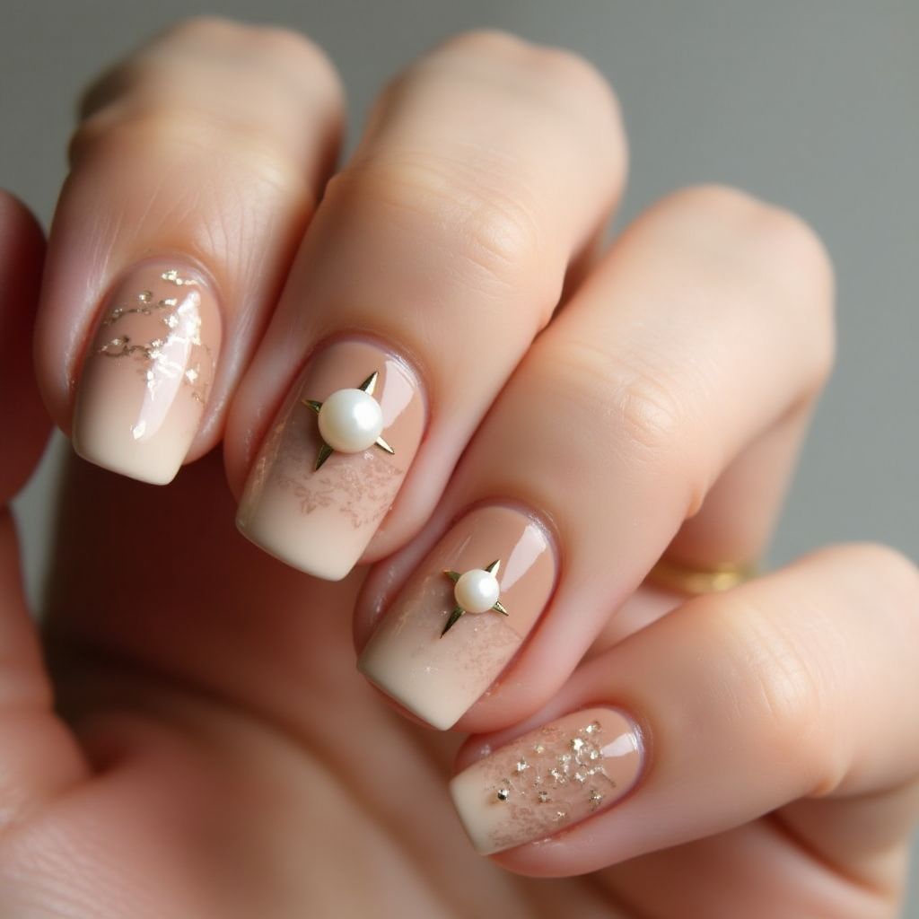 Tan Round Nail Design