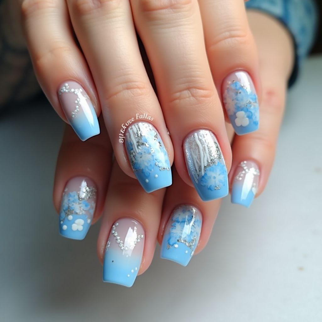 Baby Blue Stiletto Nail Design