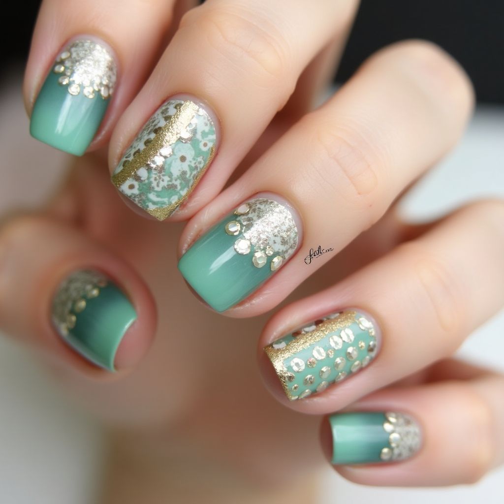 Mint Green Round Nail Design