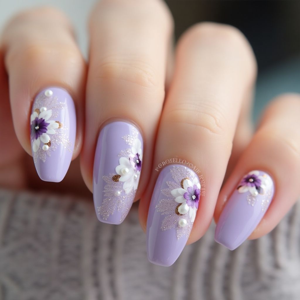Pastel Purple Round Nail Design