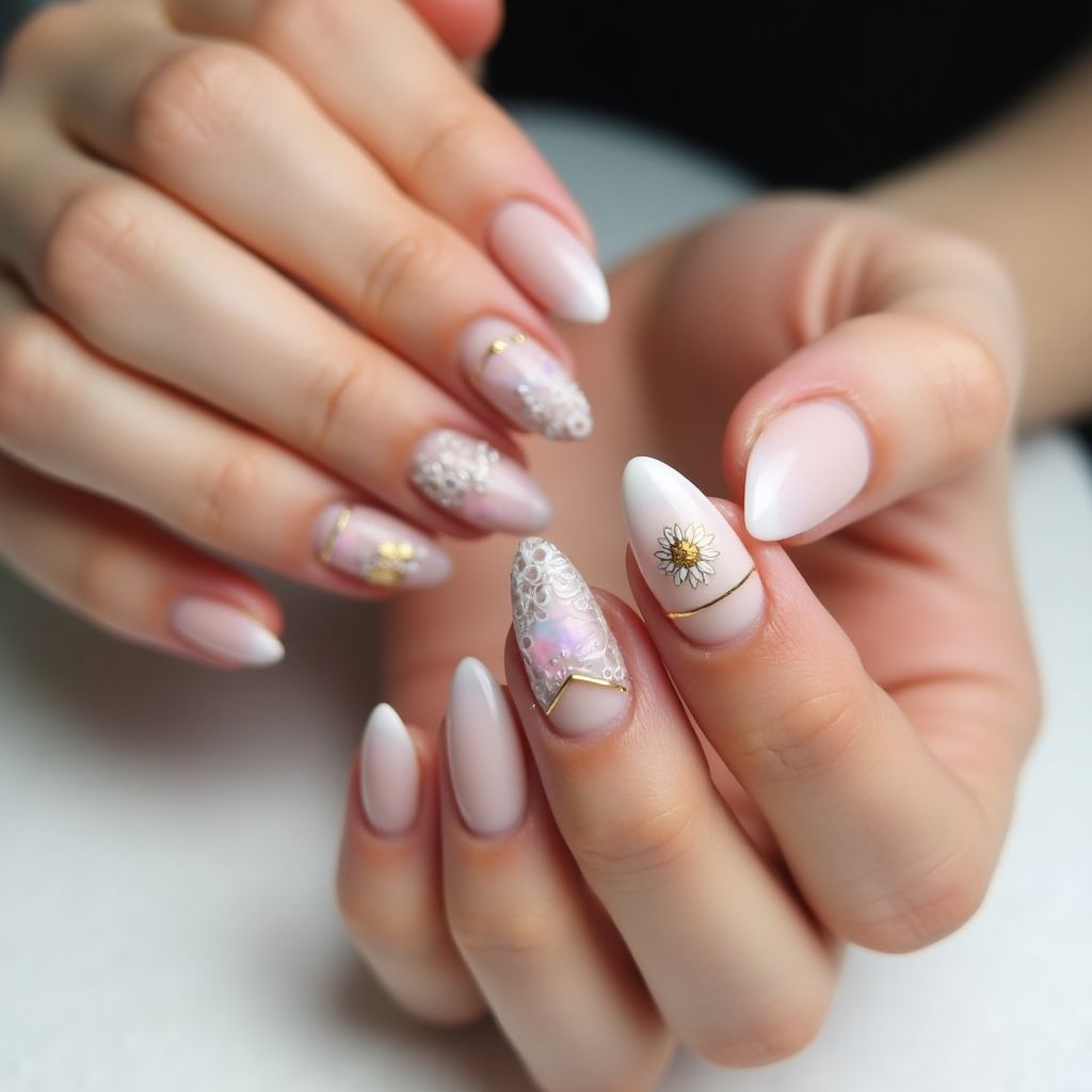 Nude Almond Nail Design