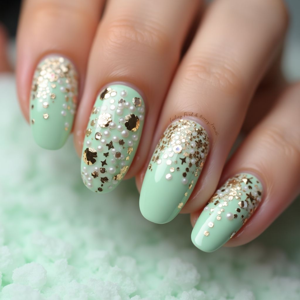 Mint Green Round Nail Design