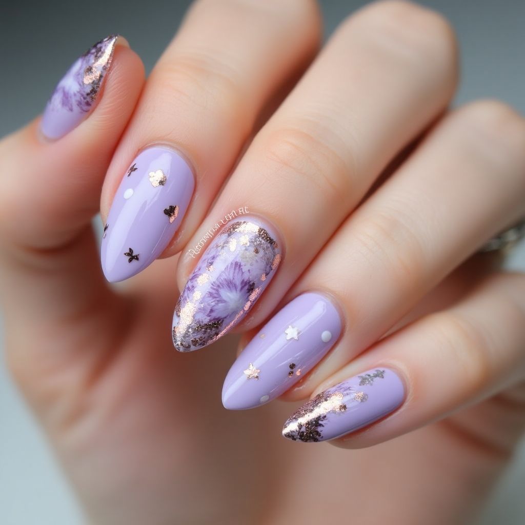Pastel Purple Almond Nail Design