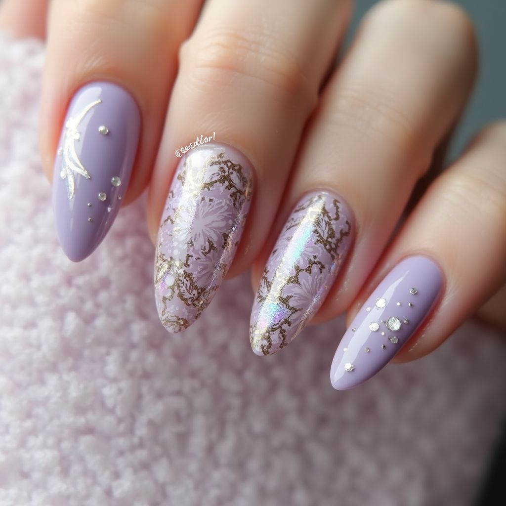 Lilac Almond Nail Design