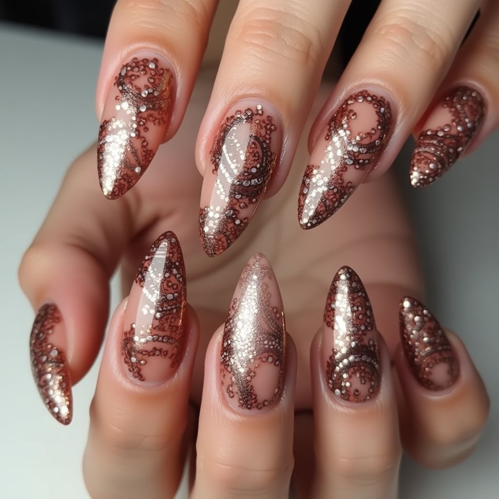 Bronze Stiletto Nail Design