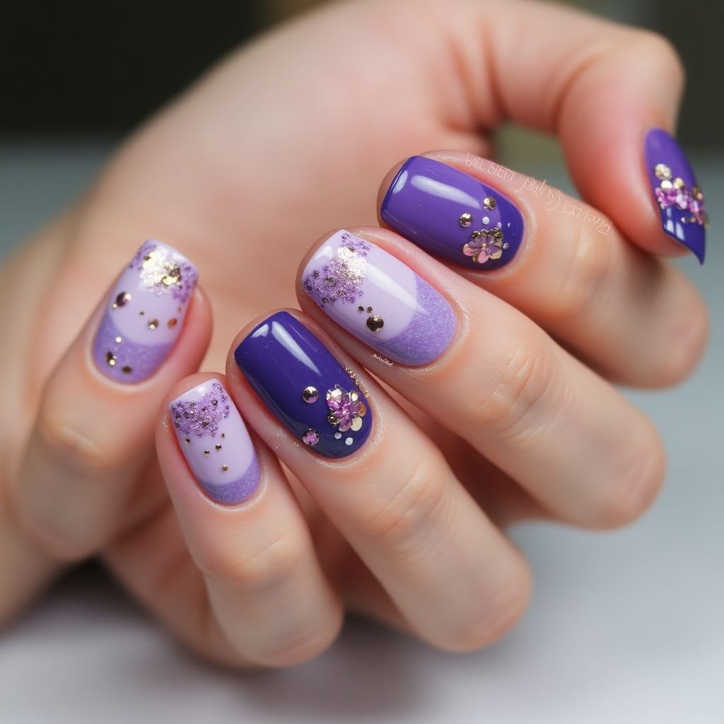 Purple Round Nail Design