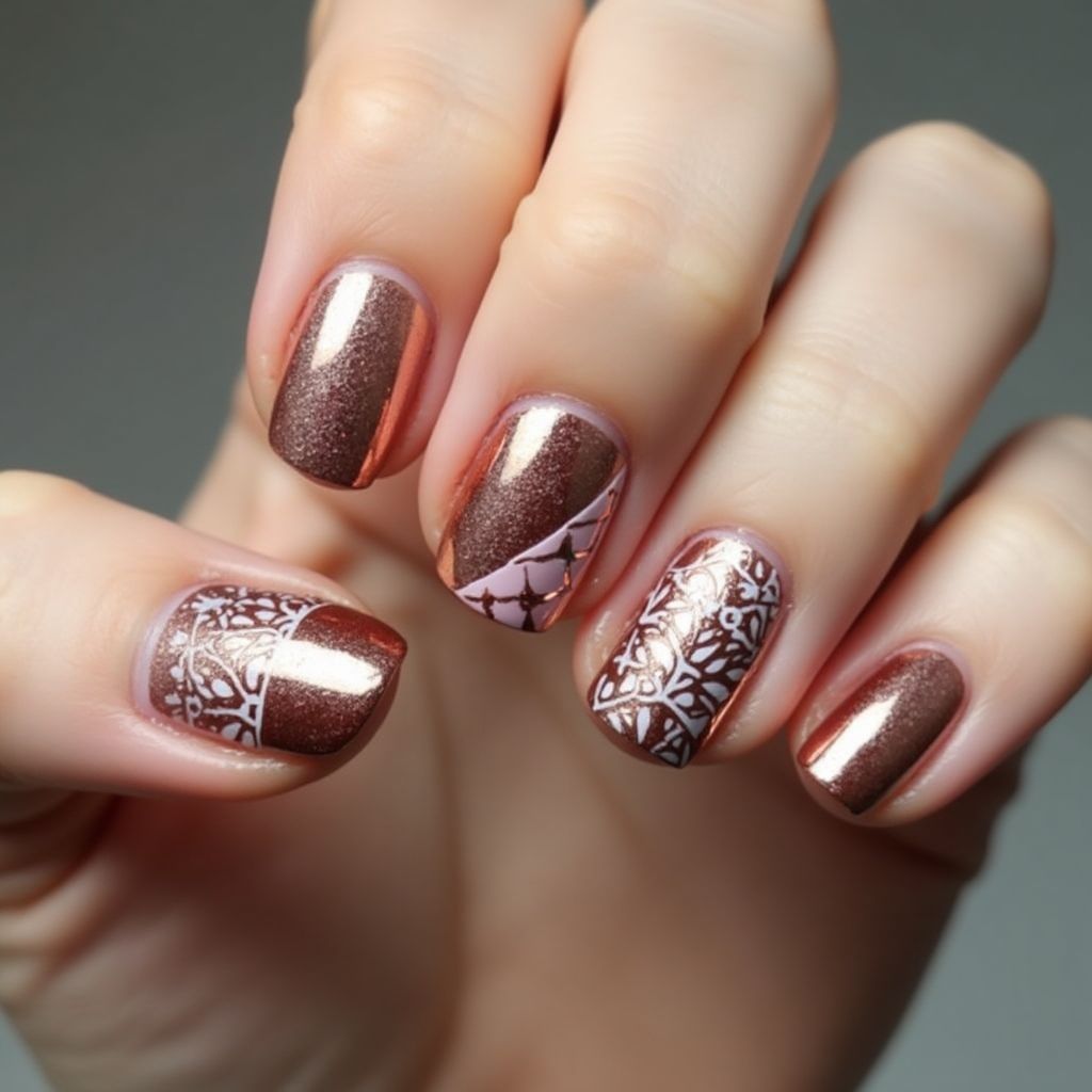 Copper Round Nail Design