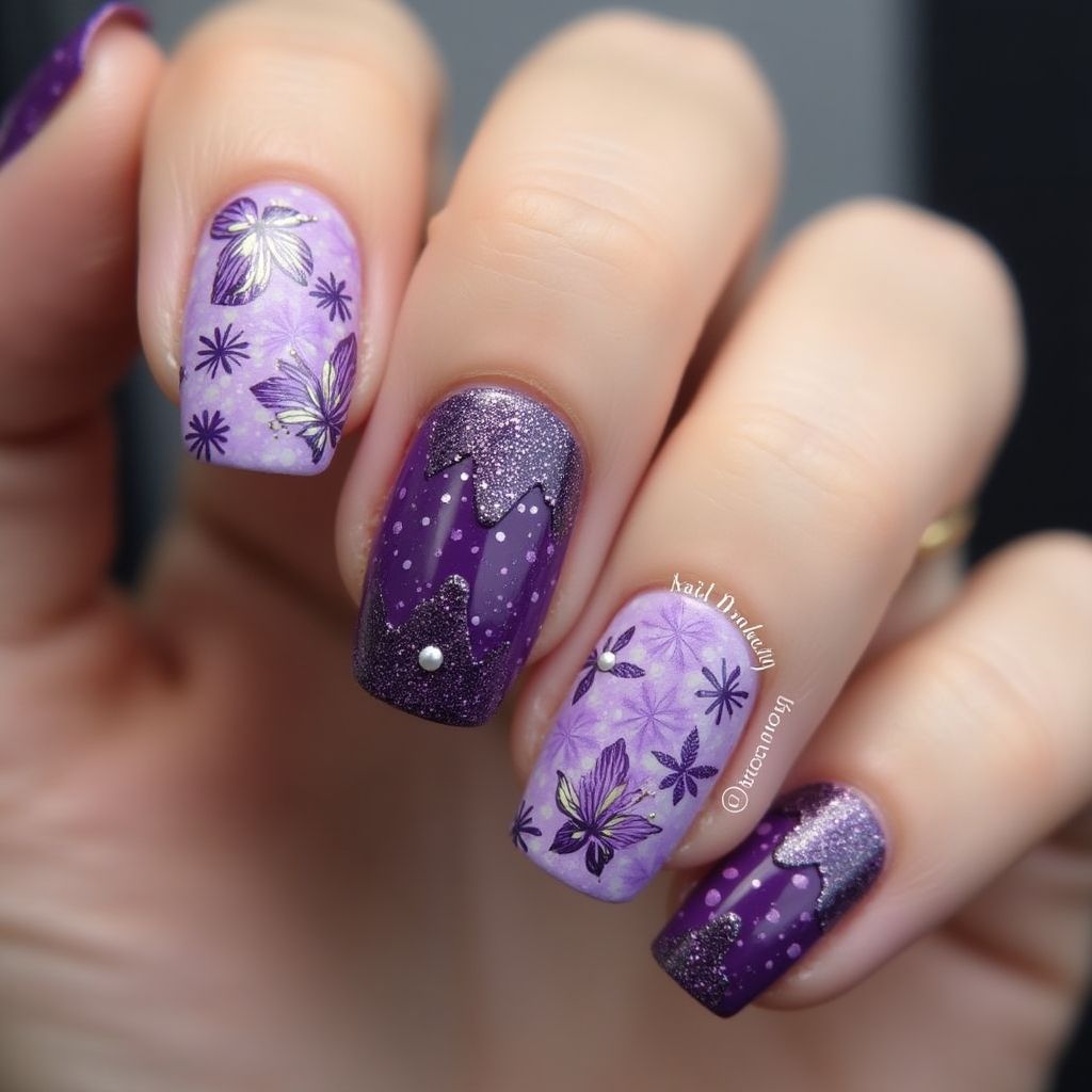 Purple Round Nail Design