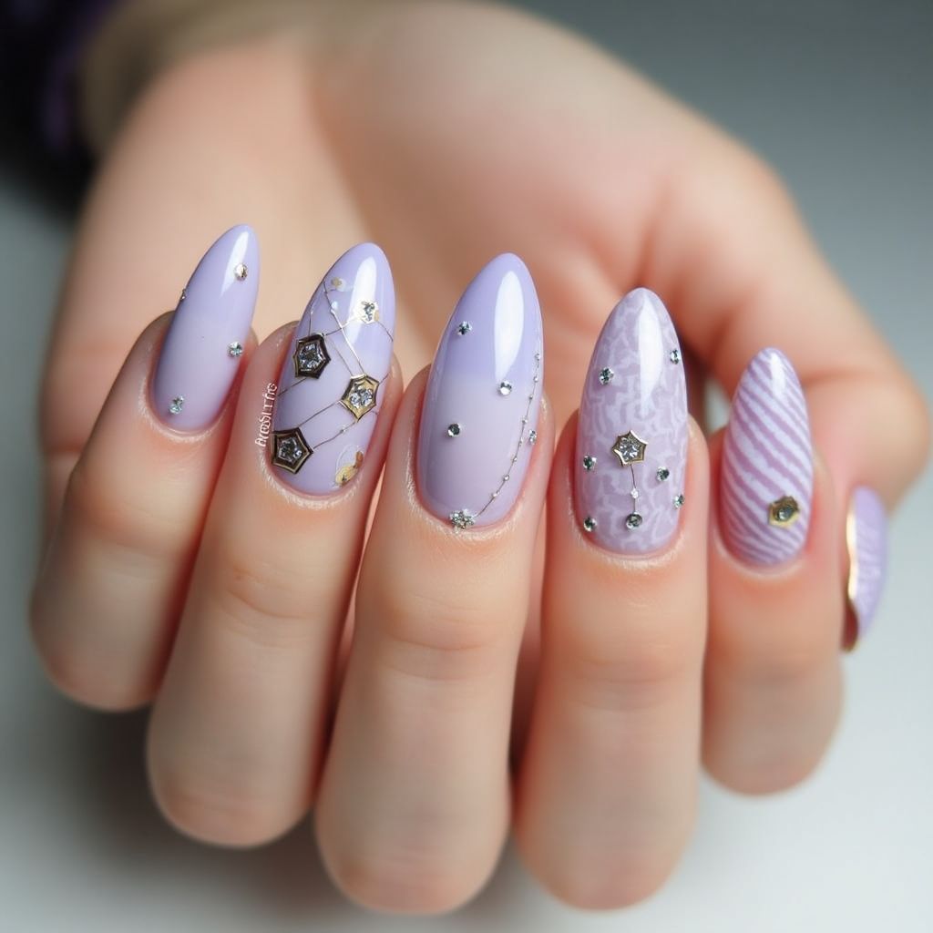 Pastel Purple Almond Nail Design