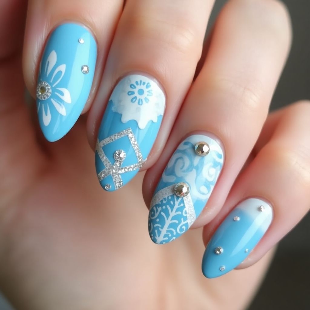 Baby Blue Almond Nail Design