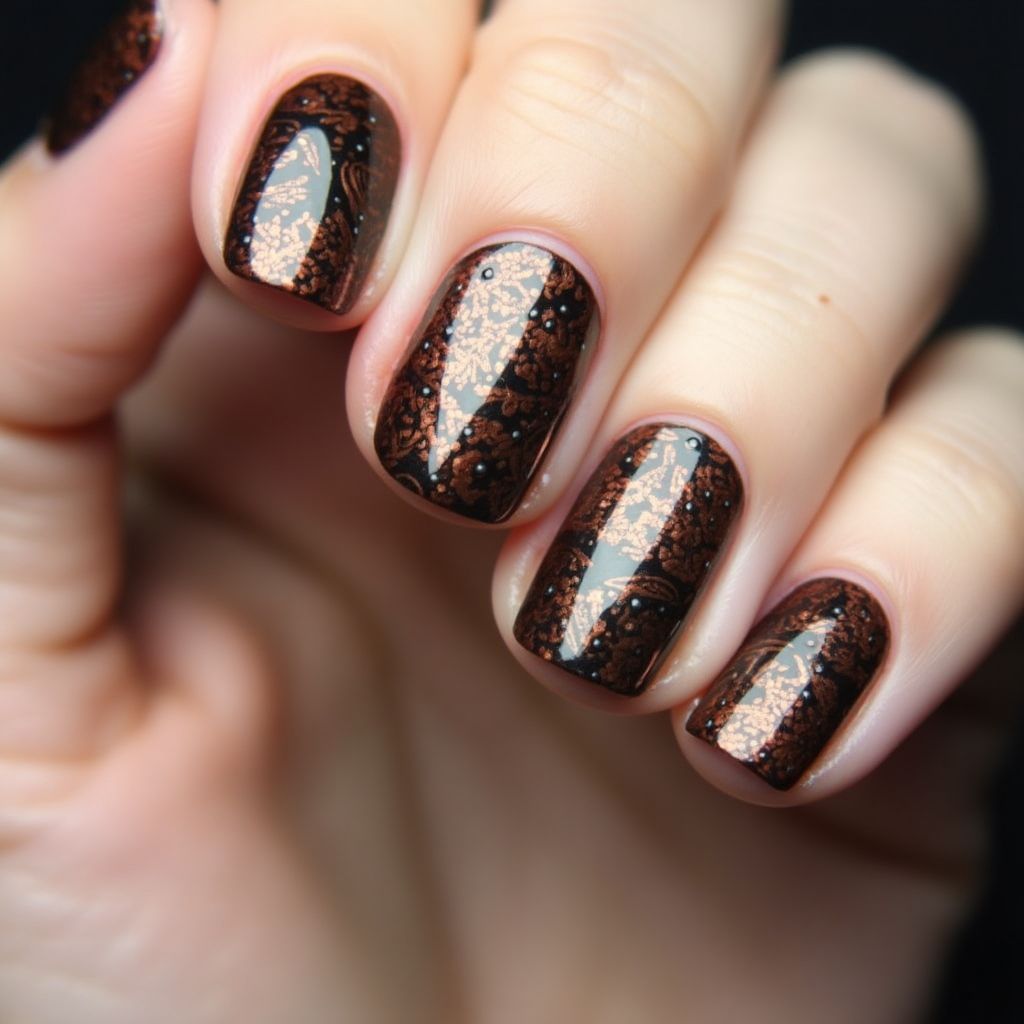 Bronze Round Nail Design