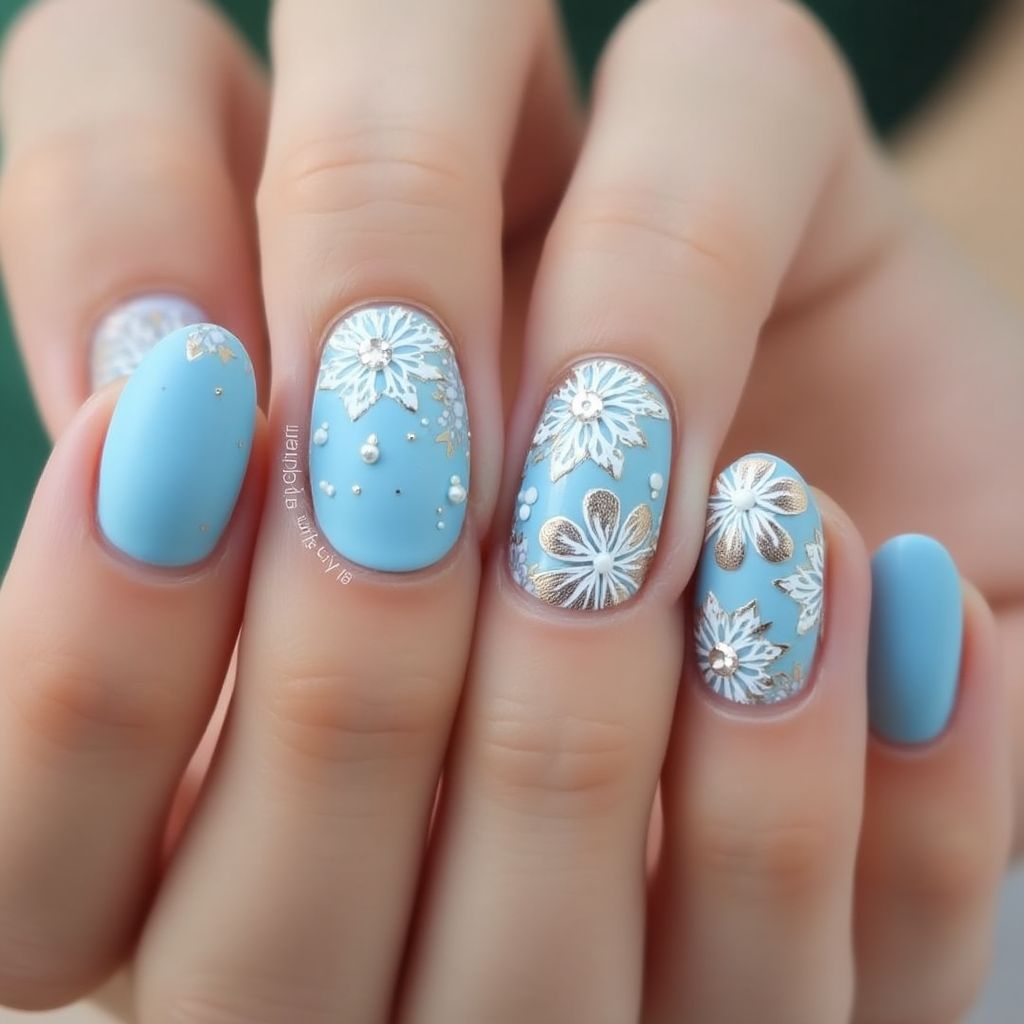 Baby Blue Almond Nail Design