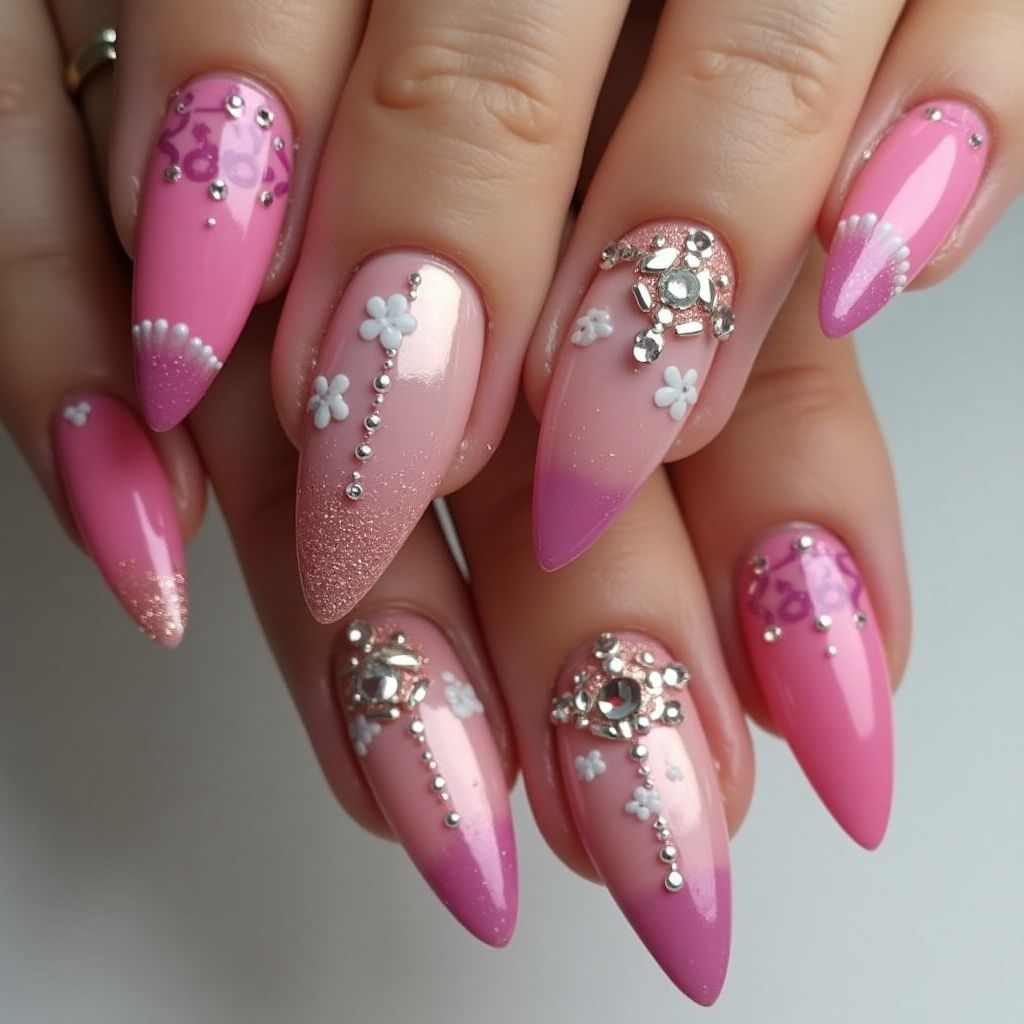 Pink Stiletto Nail Design