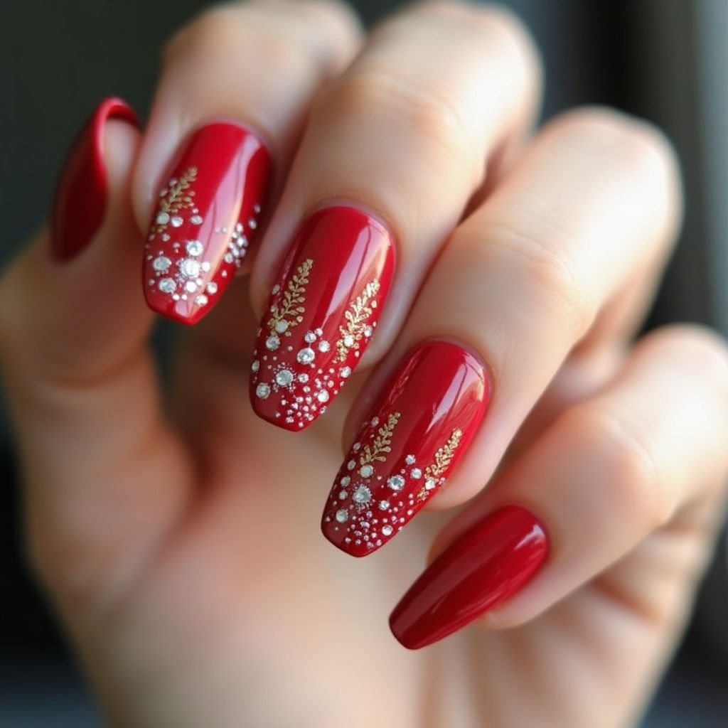 Red Round Nail Design