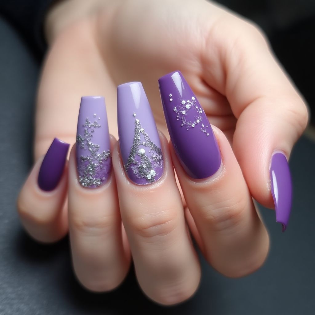 Purple Coffin Nail Design