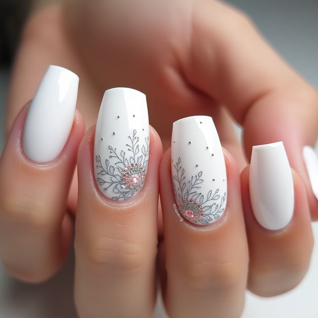 White Stiletto Nail Design