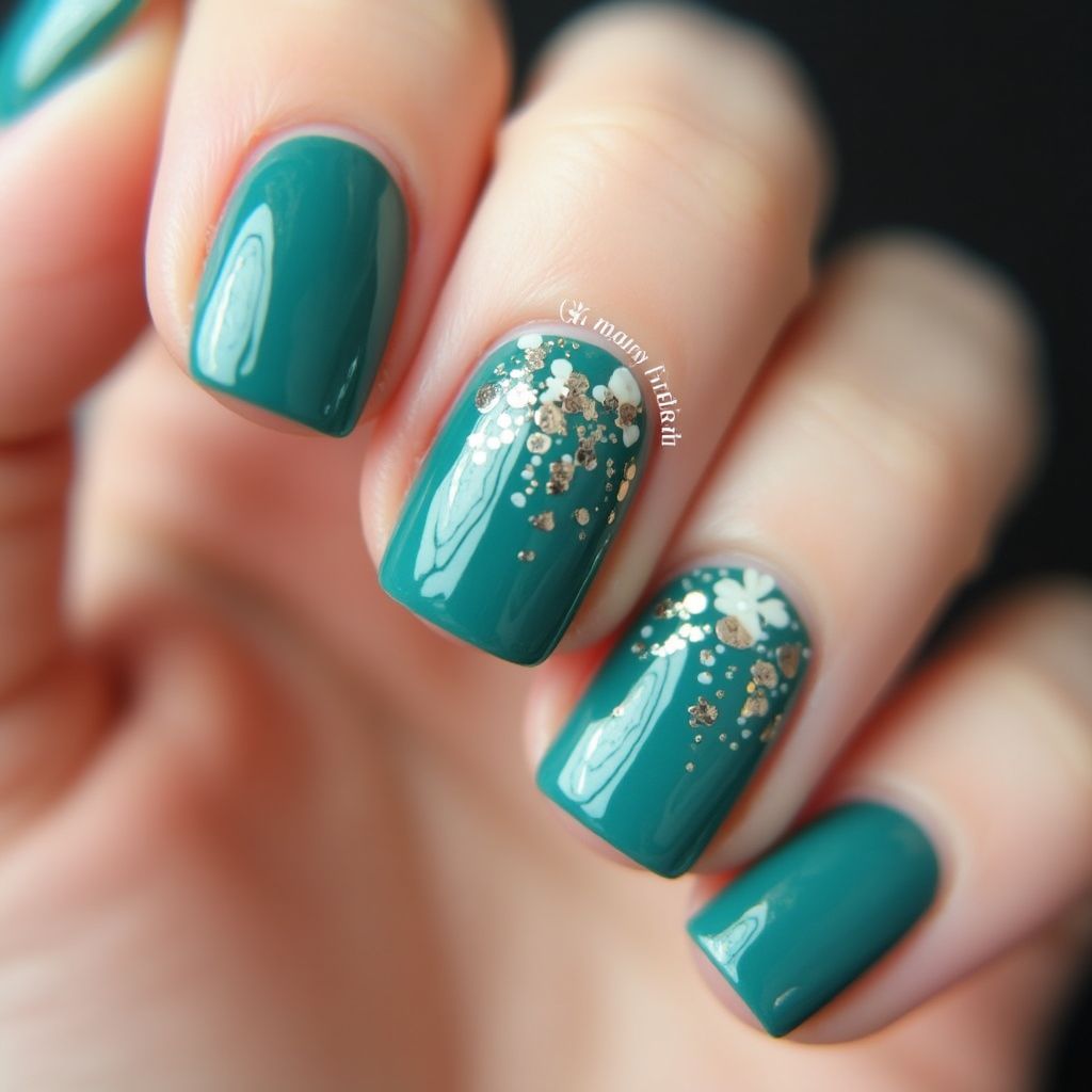 Teal Square Nail Design
