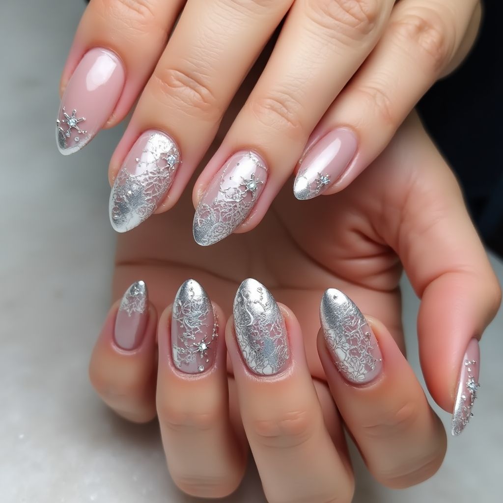 Silver Round Nail Design