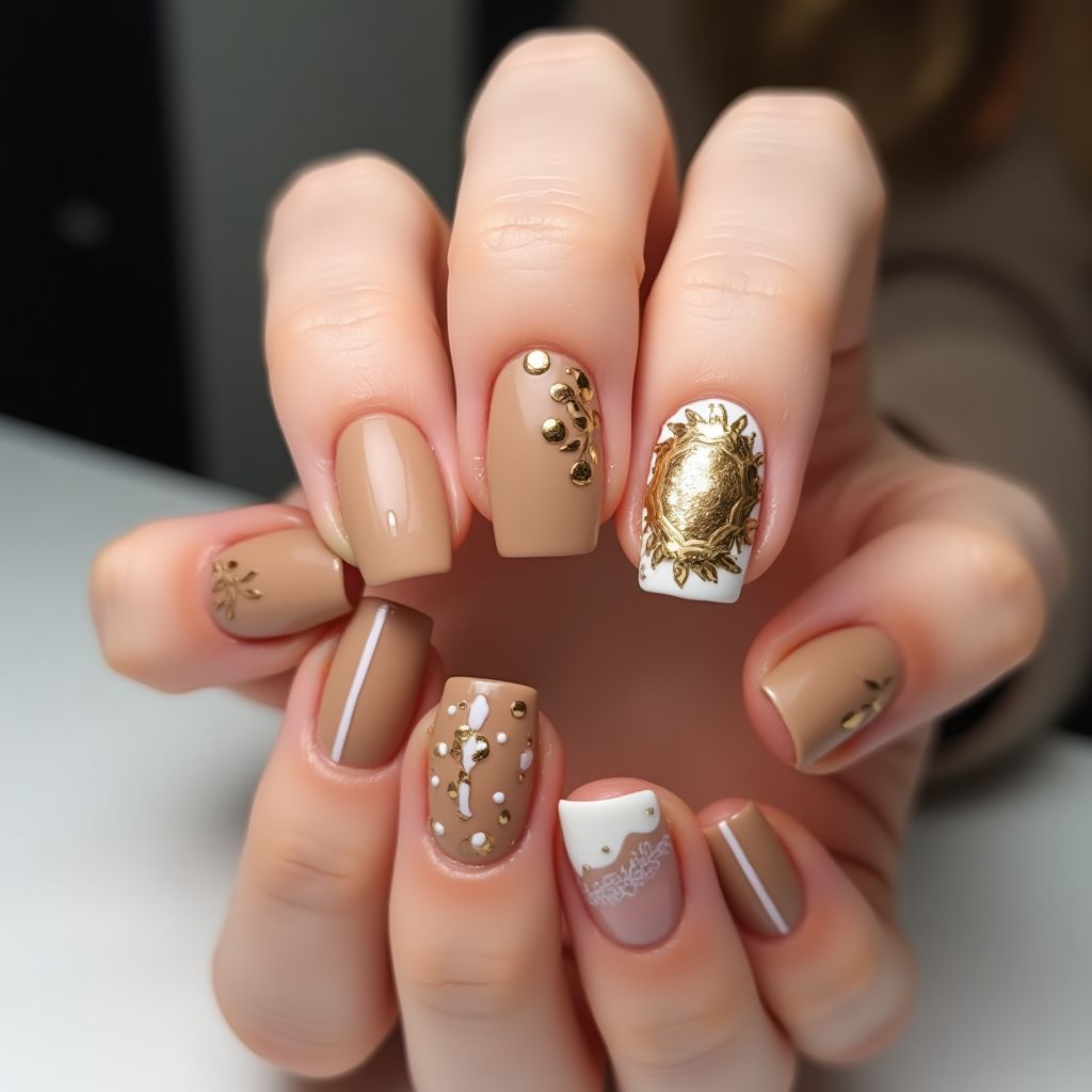 Tan Square Nail Design