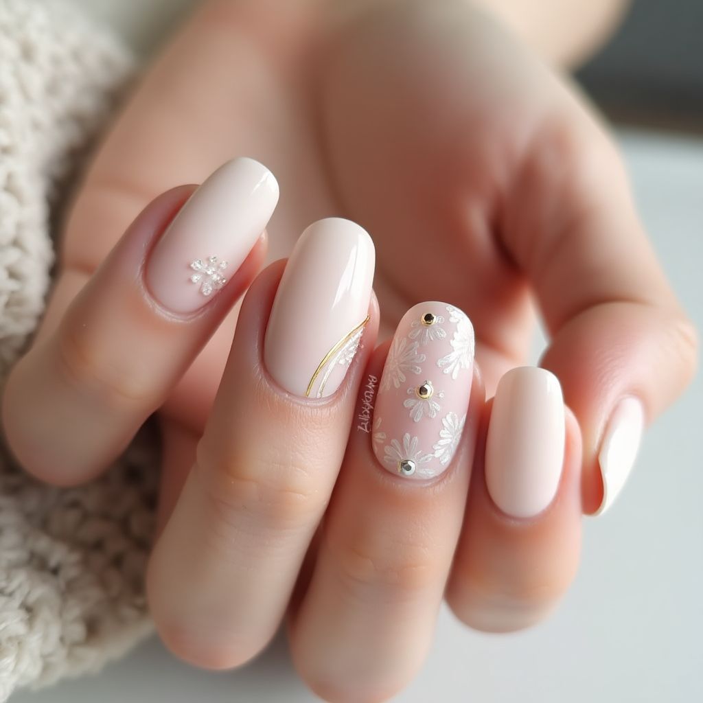 Nude Round Nail Design