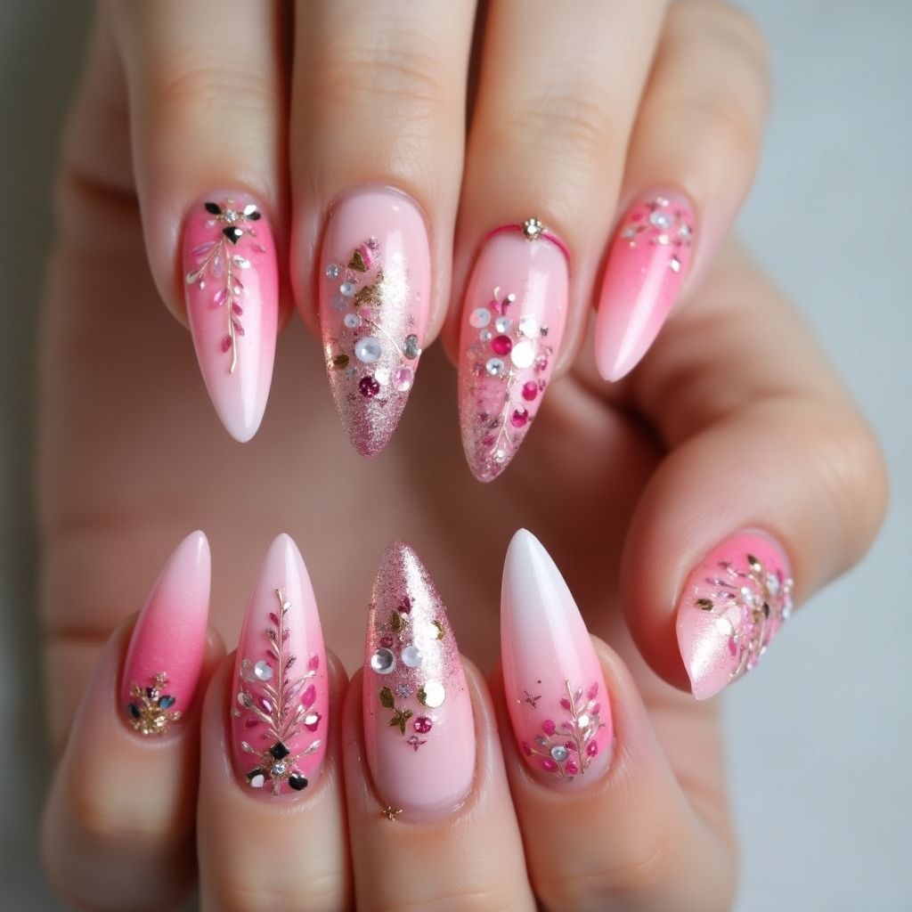 Pink Stiletto Nail Design