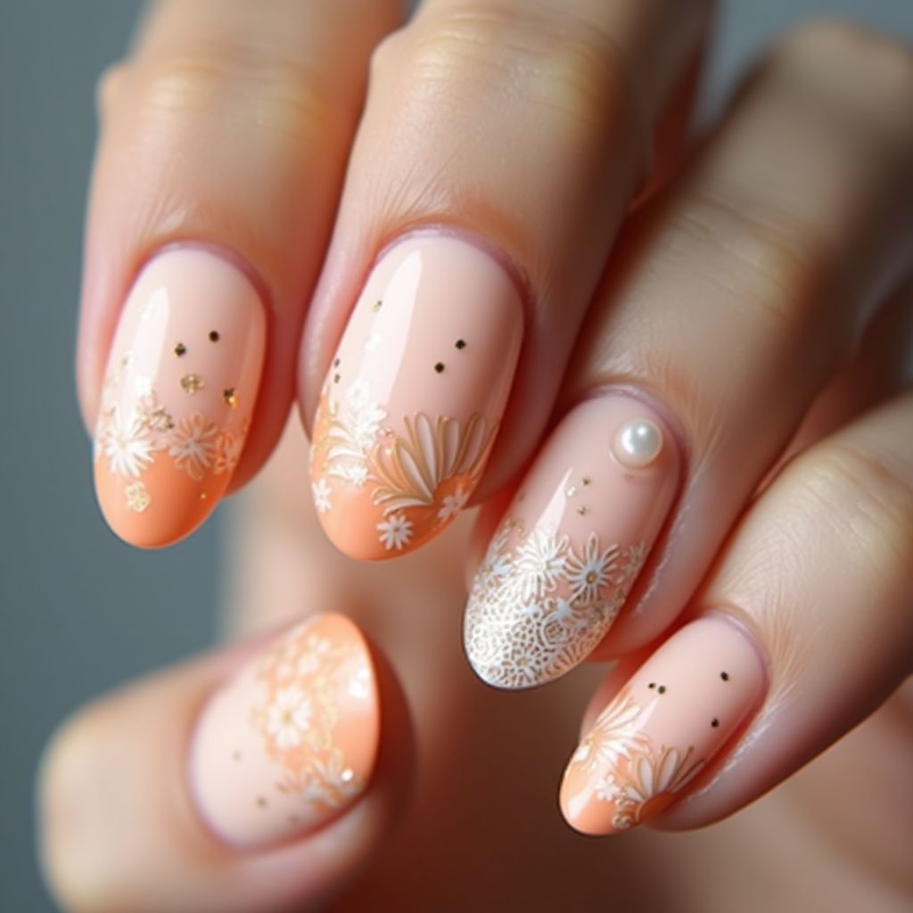 Peach Round Nail Design