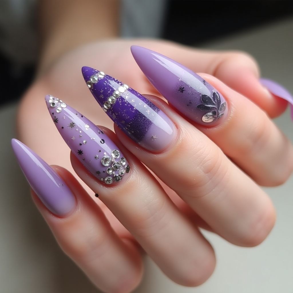Purple Stiletto Nail Design