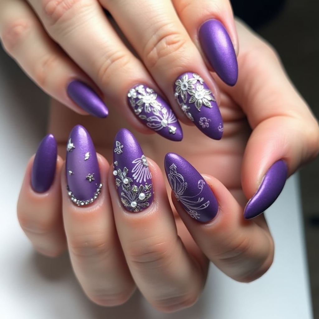 Purple Almond Nail Design