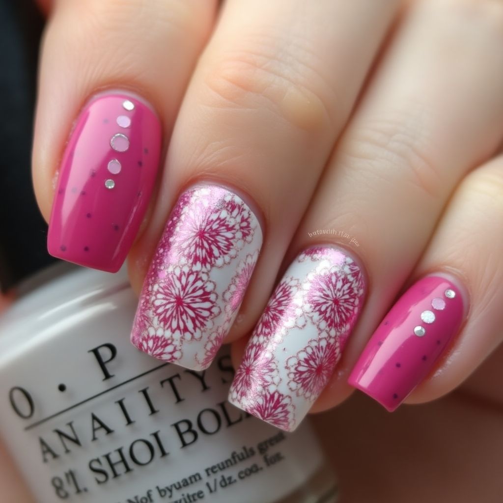 Fuchsia Round Nail Design