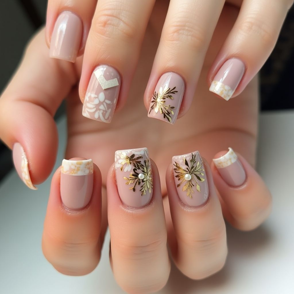 Tan Square Nail Design