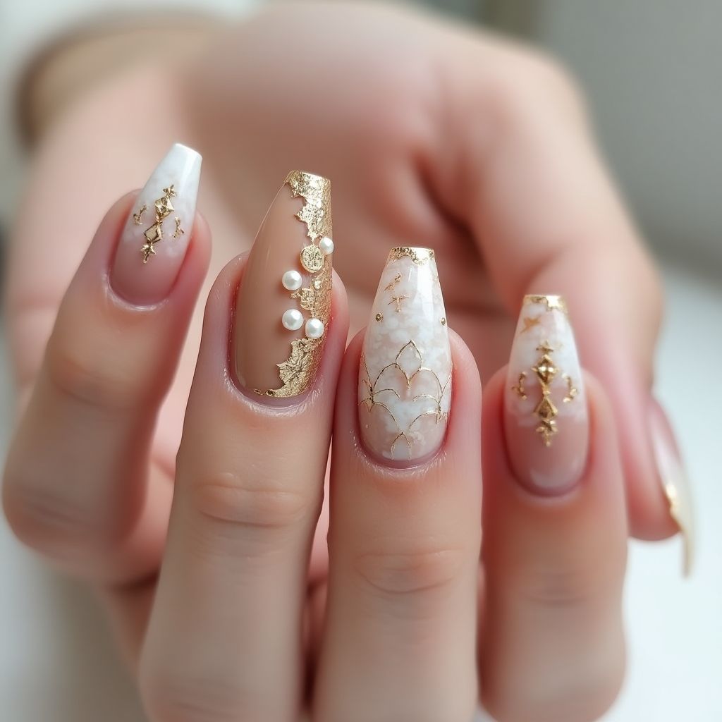 Nude Coffin Nail Design