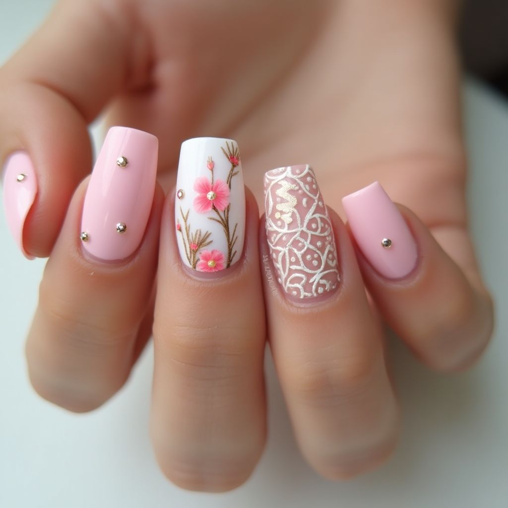 Baby Pink Square Nail Design