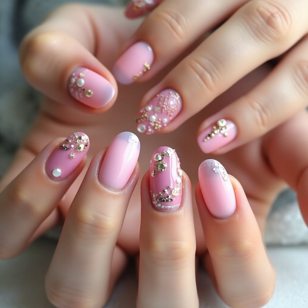 Pink Round Nail Design