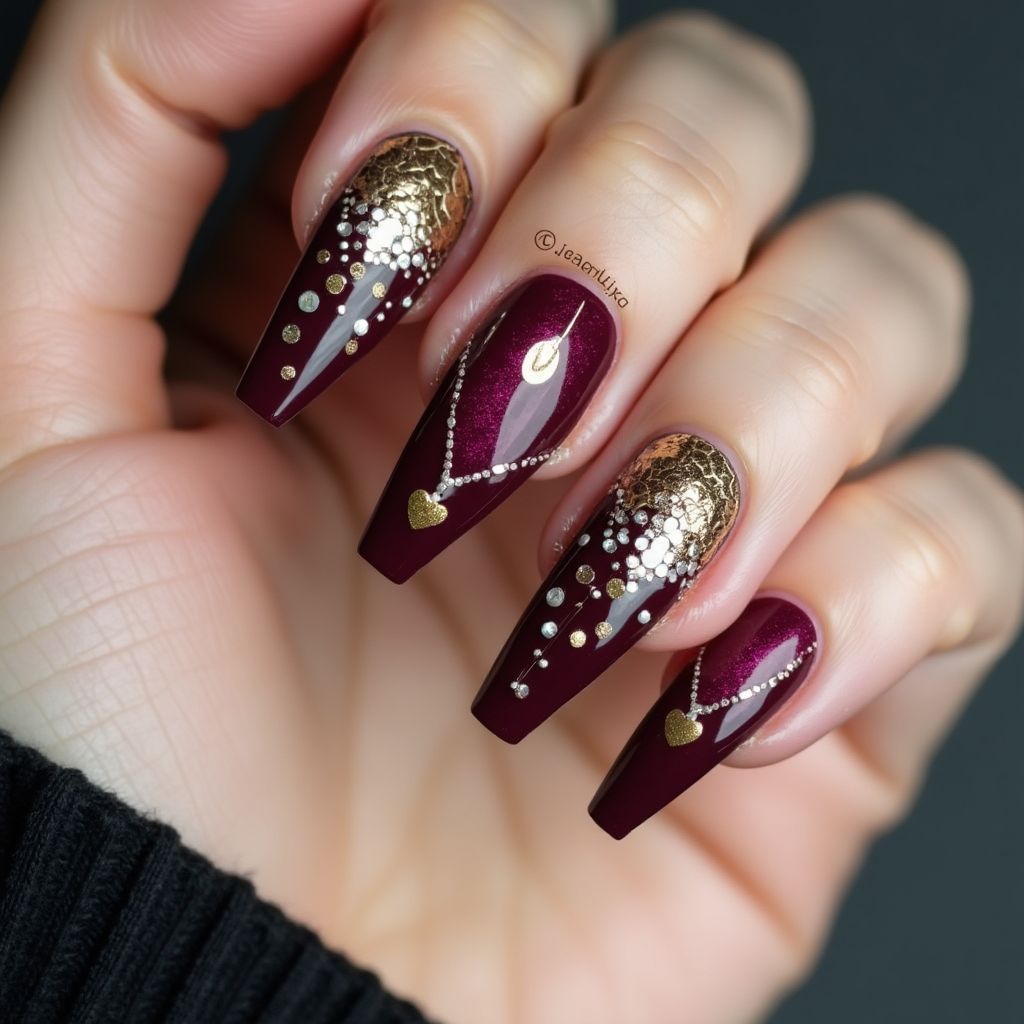 Wine Coffin Nail Design