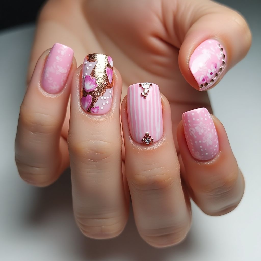Pink Round Nail Design