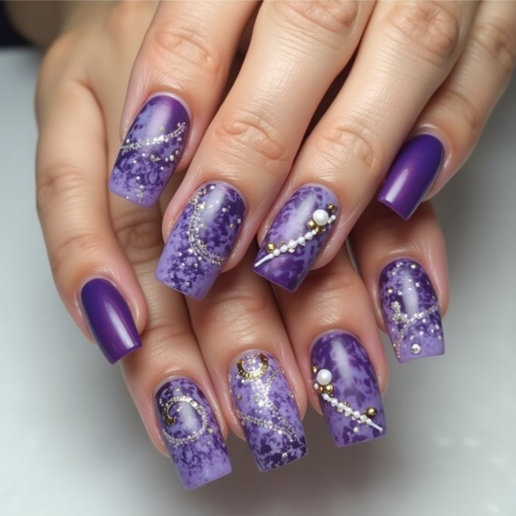 Purple Square Nail Design