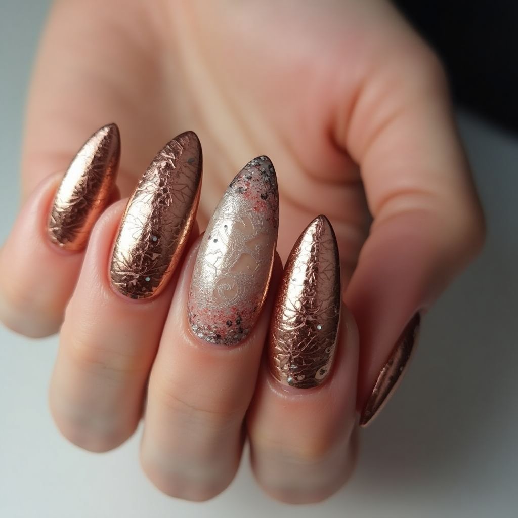 Copper Almond Nail Design
