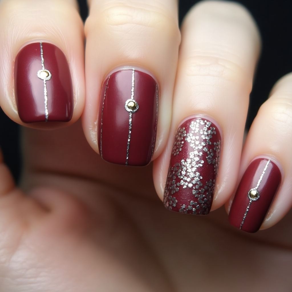 Wine Round Nail Design