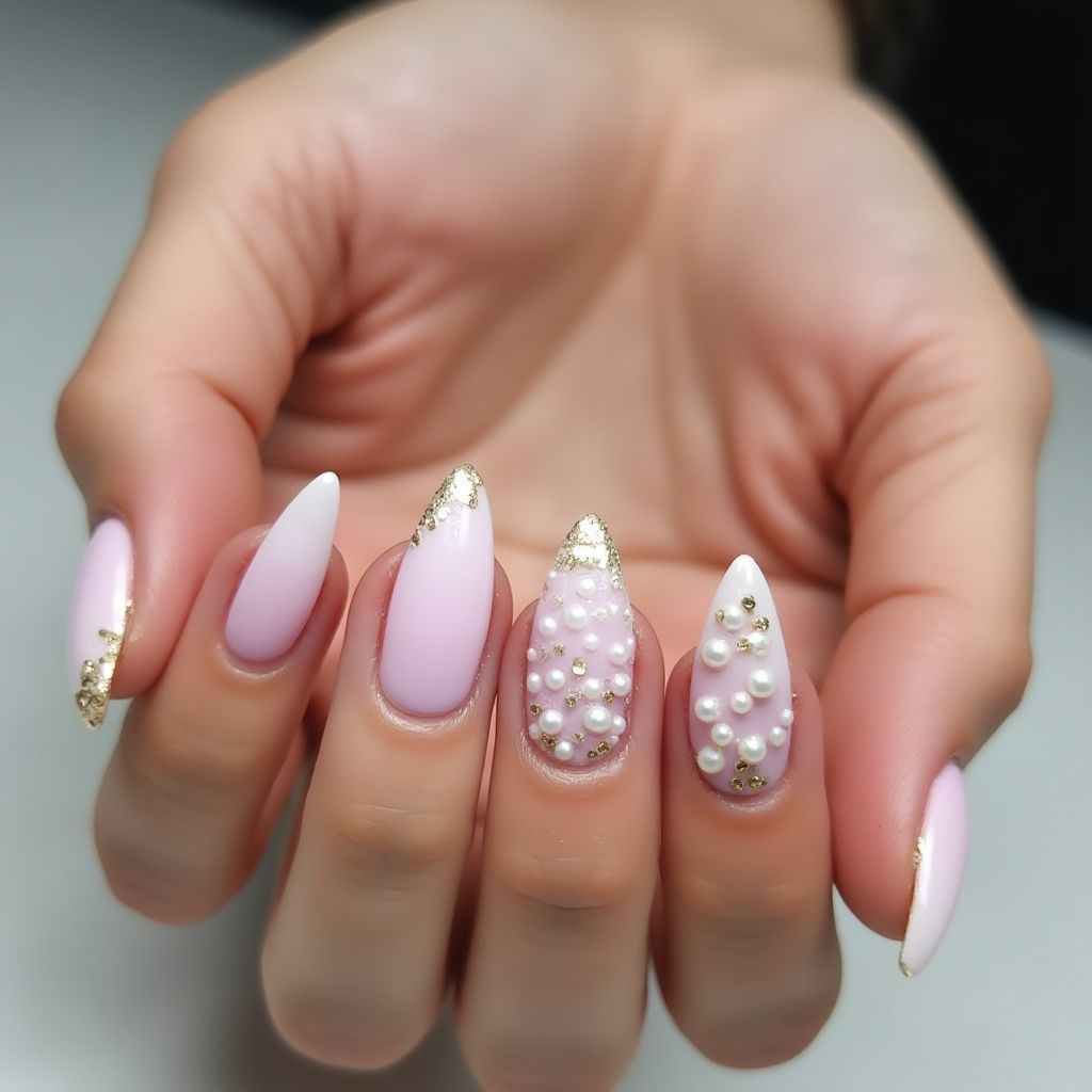 Baby Pink Almond Nail Design